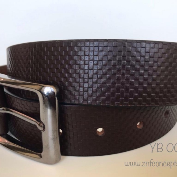 Genuine Leather Belt, Coffee Brown embossed. - Picture 4 of 7